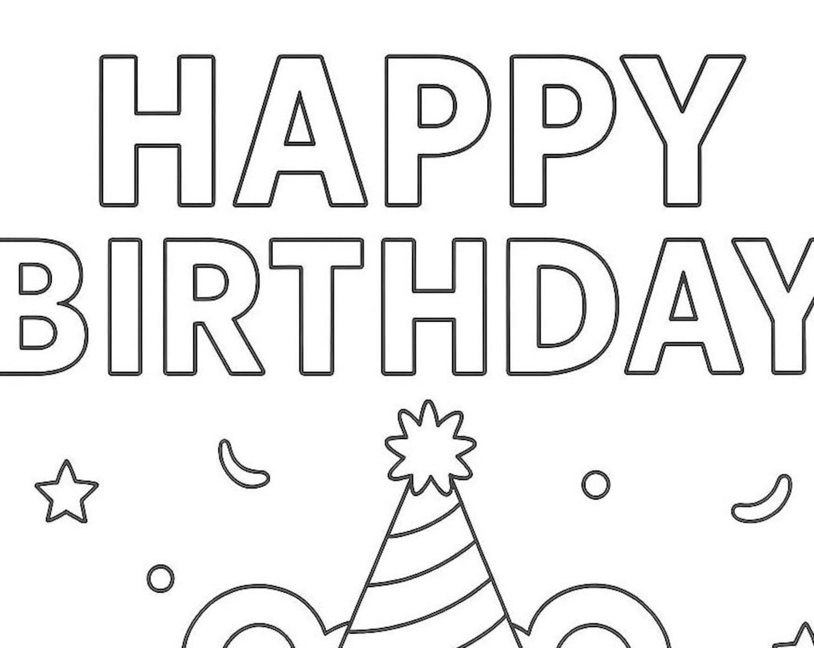 Happy Birthday Bear Coloring Page Etsy