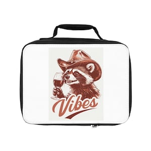 Cool Raccoon Lunch Bag - Perfect for School, Work, Outdoors, Vibes Artwork, Trendy Insulated Lunch Tote, Gift for Kids & Adults