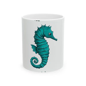 Whimsical Seahorse Ceramic Mug | Cute Drinkware for Ocean Lovers, Beach House Decor, Coffee Lover Gift, Fun Kitchen Accessory