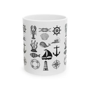 Nautical Themed Ceramic Mug - Coastal Decor, Maritime Gift, Ocean Lover&#39;s Mug, Beach House Kitchenware, Sea-Inspired Drinkware