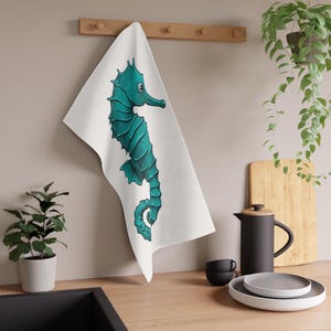 Whimsical Seahorse Tea Towels, Nautical Kitchen Decor, Coastal Home, Gift for Sea Lovers, Beach House Essentials, Fun Kitchen Accessories
