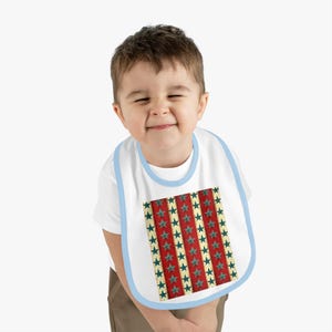 Patriotic Baby Bib, Star-Striped Bib, Baby Shower Gift, Independence Day Bib, Cute Feeding Bib, Newborn Essentials