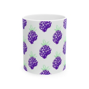 Grape Pattern Ceramic Mug: Whimsical Kitchen Decor, Wine Lover Gift