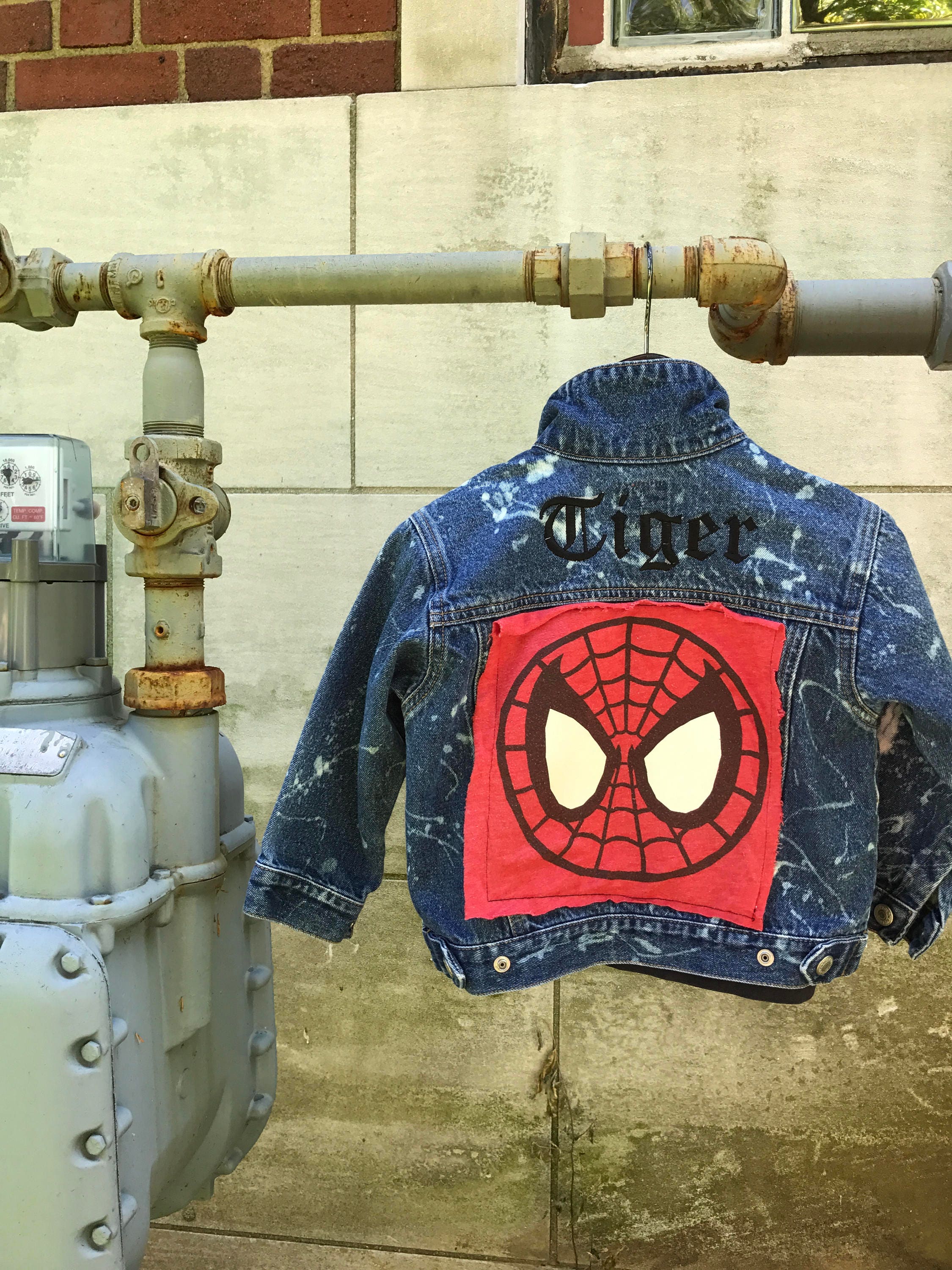 spider man denim jacket