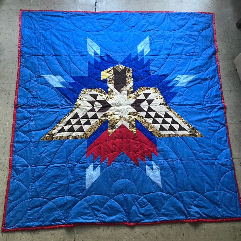 Native American Lakota Red Tail Hawk Camouflage Star Quilt Etsy
