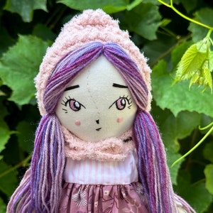 14&quot; cloth doll, Hanolky handmade cloth doll, OOAK doll, handmade heirloom doll, art doll, embroidered doll for kids
