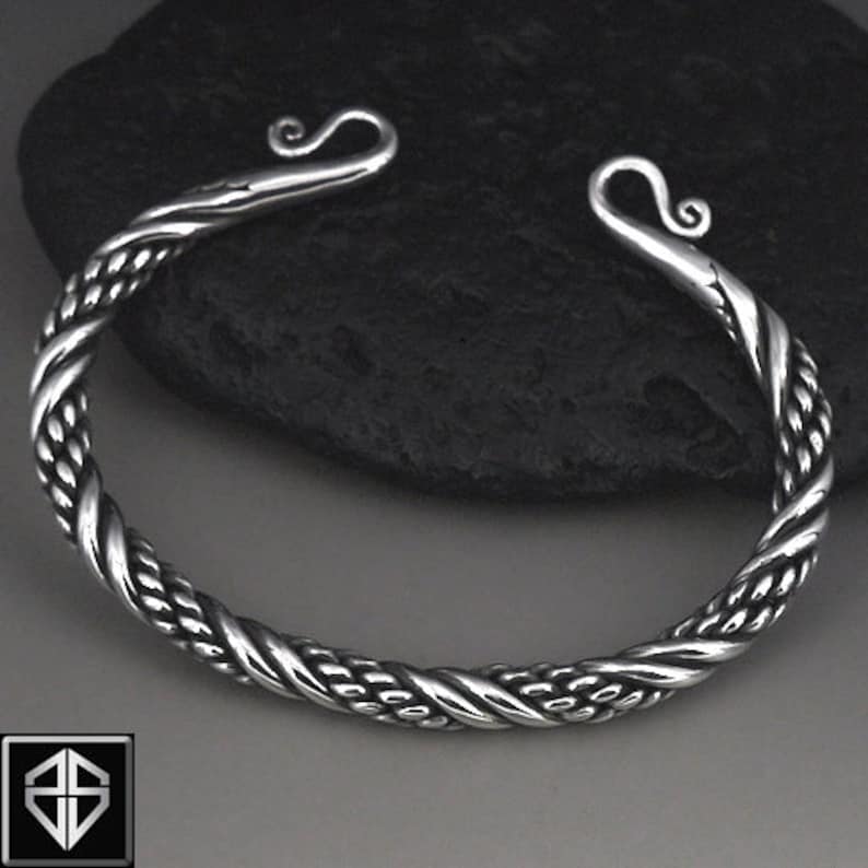Viking Torc Arm Ring Cuff Bracelet Solid Sterling Silver Norse - Etsy