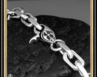 Heavy 925 Sterling Silver Anchor Chain Bracelet - Axe Clasp or
