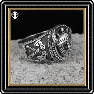 Sterling Silver Odin Ring: Viking Double Axe Berserker Design