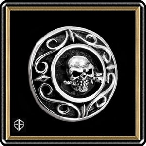 Gothic Skull And Rose Concho Biker In Sterling Silver Handcrafted For Leather Crafting Supply