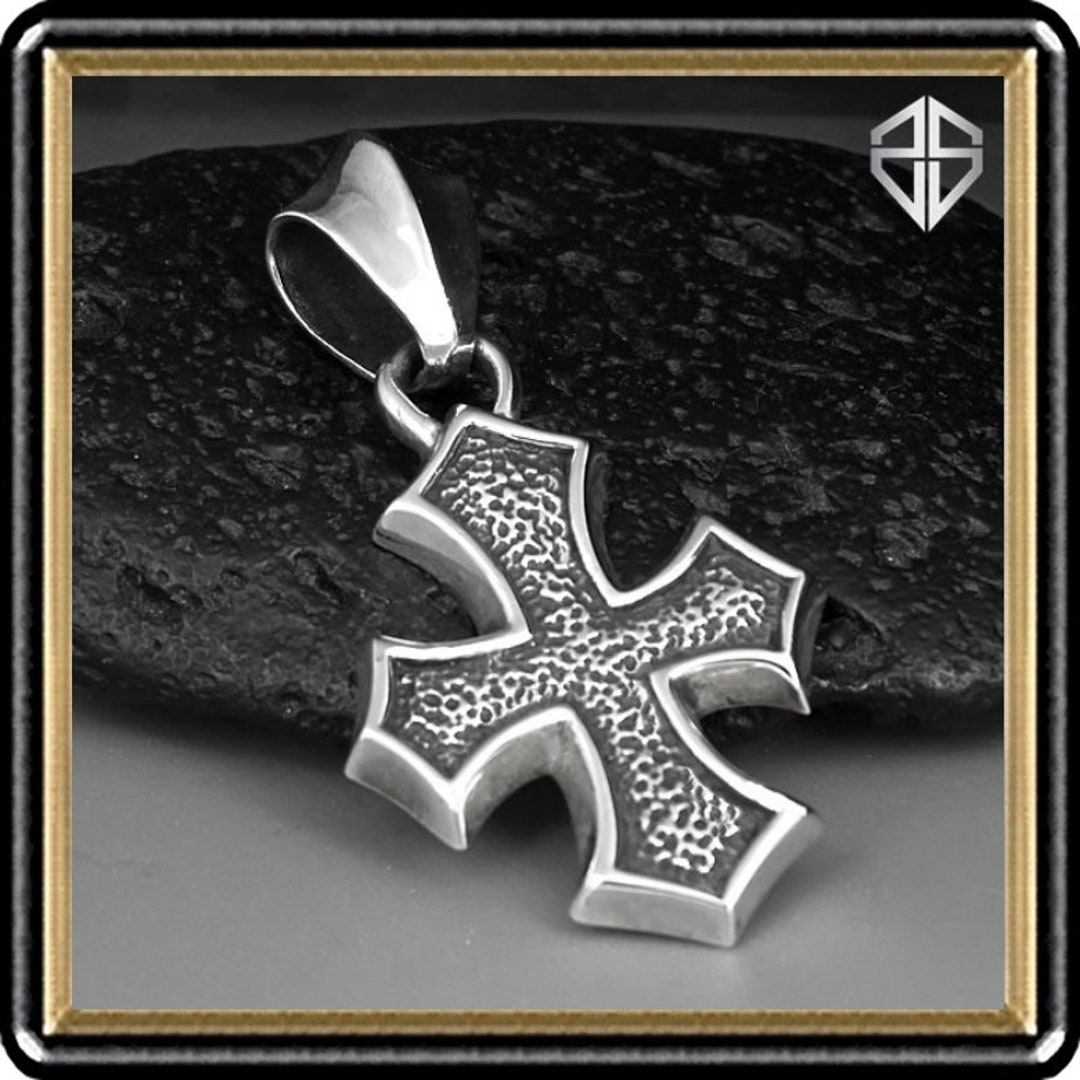 Sterling Silver Maltese Cross Pendant: Heavy Biker Surfer Style - Etsy