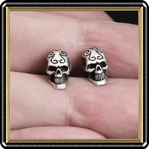 Conchos a due teschi, teschi tribali con rivetto applicato, articolo per la lavorazione della pelle in argento sterling, 1 paio, 2 pezzi EDC