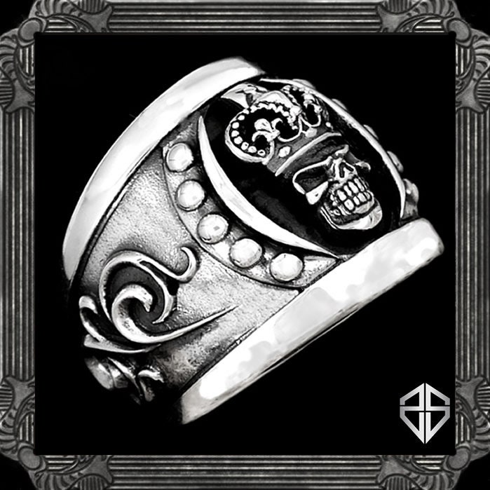 Men's Skull Crown King Ring - 14k Gold Plated Stainless Steel, Vintage Biker Style, Black/Silver/Gold Options