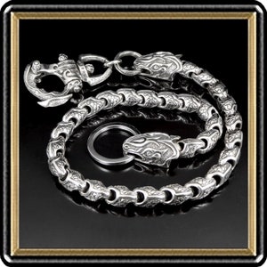 Sterling Silver Biker Wallet Chain: Heavy Python Head Design