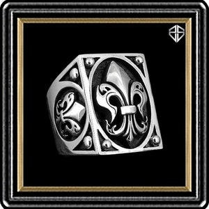 Sterlingzilveren grote Keltische middeleeuwse Fleur De Lis zware herenring