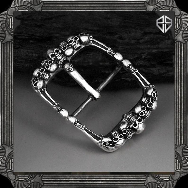 Biker Skull Yard Belt Buckle 925 Sterling Silver Custom Handcrafted One Of A Kind!