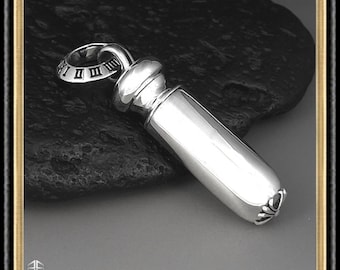 Schwerer Pillendose, Giftbehälter Anhänger 925 Sterling Silber