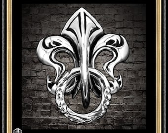 Fleur Concho Large Fleur De Lis Biker Sterling Silver Concho Wallet Chain Connector Leather Crafting Supply