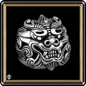 Foo Lion Ring Asian Foo Lion Foo Dog Ring 925 Sterling Silver Shisha Dog Jewelry