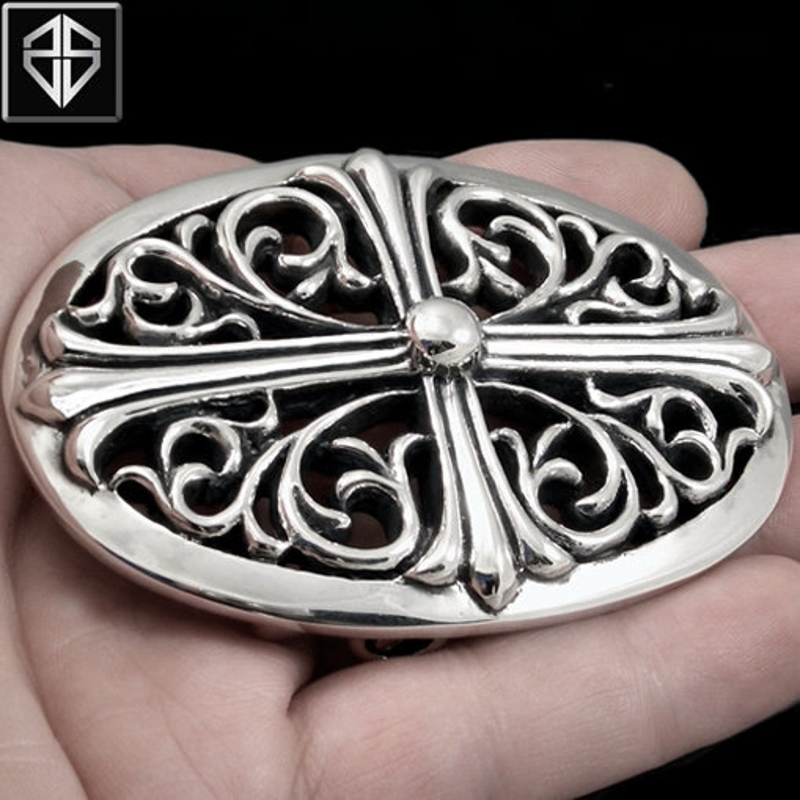 Maltese Cross Iron Cross Belt Buckle Solid 925 Sterling Silver Etsy