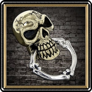 Concho Biker Flamme Schädel Messing und Sterling Silber Concho Brieftasche Kette Stecker Leder Handwerk Versorgung EDC