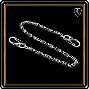 Cadena de billetera de plata esterlina con doble clip y eslabones enrollados tribales para motociclistas, joyería personalizada EDC, edición limitada