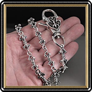 Cadena para billetera de motociclista, cadena para billetera con eslabones tribales Dorja de plata esterlina, suministro para fabricación de joyas EDC