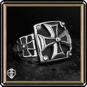 Cross Ring Knights Templar Masonic Multiple Cross Medieval Ring In Solid Sterling Silver