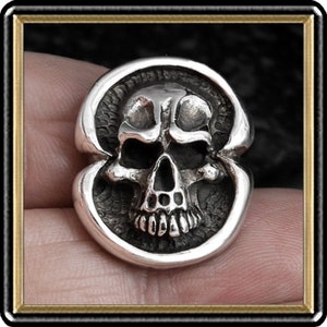Sterling Silver Half Skull Concho: Goth Biker Leather Craft Supply
