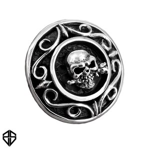 Handcrafted Gothic Skull And Rose Biker Sterling Silver Concho Leather Crafting Supply