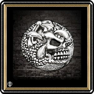 Sterling Silver Skull Concho: Large Biker Cross, Leather Craft Supply (32mm)