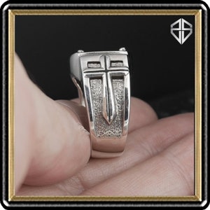 Cross Ring Knights Templar Masonic Triple Cross Medieval Style In Sterling Silver