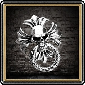 Cráneo Concho Biker Cruz Maltesa Cráneo Plata Esterlina Concho Monedero Cadena Conector Cuero Artesanía Suministro EDC
