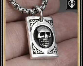 Schädel-Anhänger-Charme-Dogtag-Art-kleinere Anhänger-925 Sterlingsilber-Biker-Amulett
