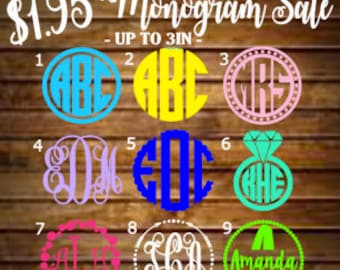 SALE - Monogram Decal - Monogram Sticker - Monogram Decals - Monogram Laptop Decal - Car Decal -Custom Cup Decal-Monogram Car Decal-Monogram