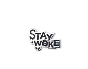 Stay Woke Silver and Black Enamel Pin | Lapel Pin | Fashion Pin