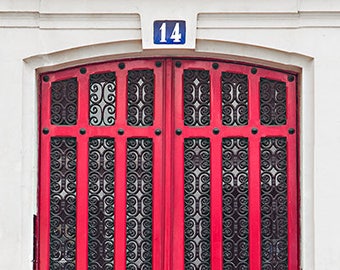 Red Paris Photos, Red Door Wall Art, Parisian Double Door Photos, Romantic French Photography, Pictures Of Paris, French Home Photography