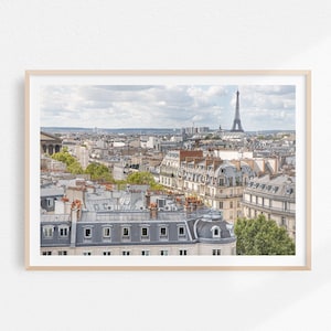 Picture of Eiffel Tower, Blue Wall Art, Neutral French home Decor, Large Wall Art, Paris Architecture Photograph