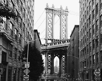 Dumbo Photo Print, Black White New York, NYC Brooklyn Photography, New York Wall Art, New York Skyline Print