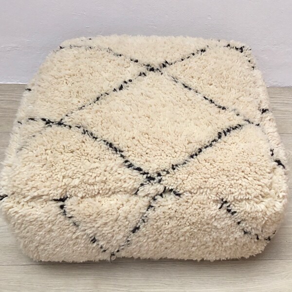 Vintage Moroccan beni Ouarain Pouf floor cushion