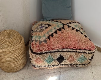 Beau coussin de sol marocain vintage fait main boujaad pouf