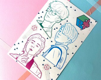 paper party supplies stickers photo cards xiumin exo stickers exo kim min seok minseok kpop waterproof sticker photocard