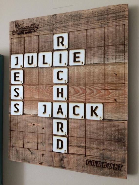Family Scrabble Board Wood Wall Art Custom Reclaimed Etsy