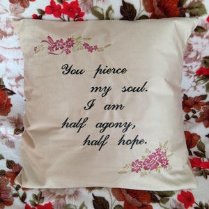 Embroidered Velvet Cushion Cover - Jane Austen - Persuasion - Captain Wentworth