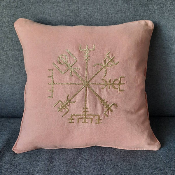 Housse de coussin en velours brodé - Vegvisir