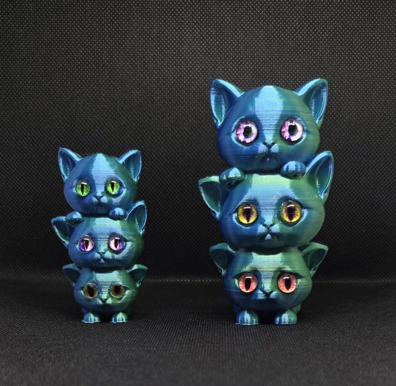 3D Printed Stack of Cats - Etsy