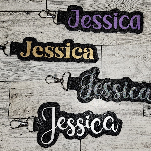 Name Faux Leather Keychain- Personalized