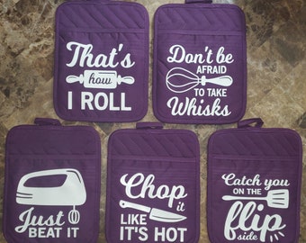 Funny Vinyl Pot Holder Purple, Oven Mitt Gift