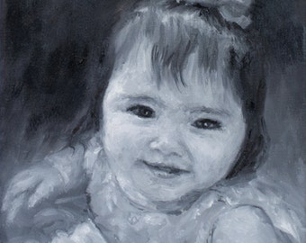 Black and White Oil Paintings from your photos, custom portrait, a contemporary style oil painting from your photos, monochromatic paintings