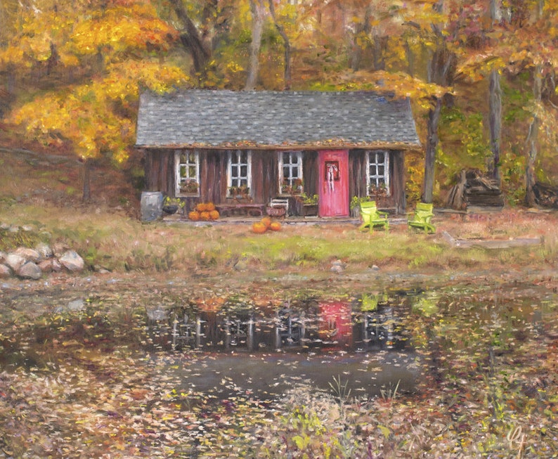 Custom Cottage Paintings, paintings from your photos, vacation cabin or cottage paintings, rustic woodsy paintings by an American artist. image 3